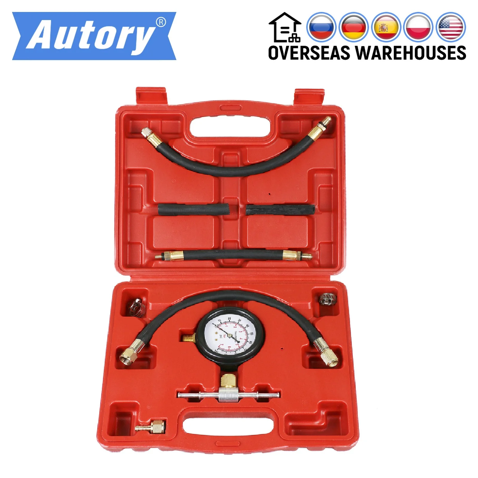 Autory Tu113 Car Fuel Pressure Gauge Test Injector Tester Gasoline 0