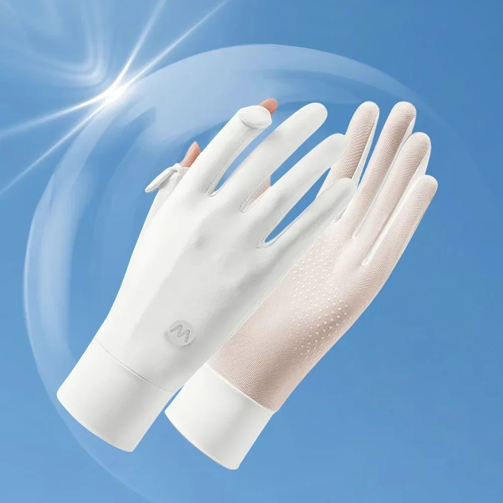 Women UV Sun Protection Gloves Breathable Touchscreen Sunblock Gloves Non Slip Ice Silk Cycling Gloves for Cycling Driving - 3