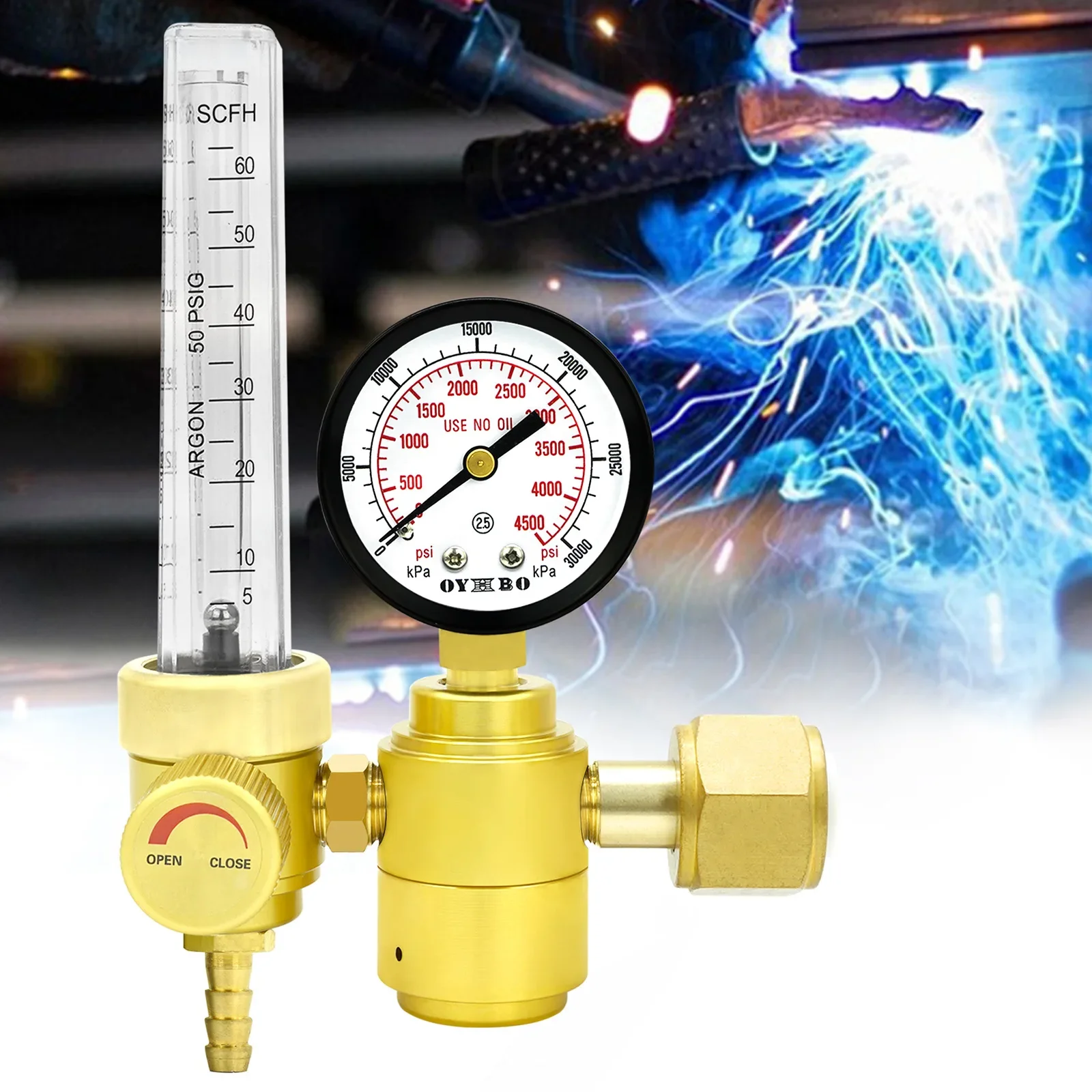 

New Standard Flowmeter Argon Pressure Reducing Valve AR-121Y With Hose 25mpa High Pressure Gauge Head