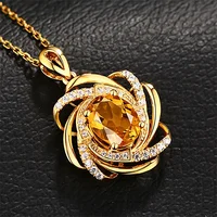 Real 18K Gold 2 Carats Topaz Pendant Women Luxury Yellow Gemstone 18 K Gold Necklace Crystal Jewelry Pendant Womens Accessoires 4