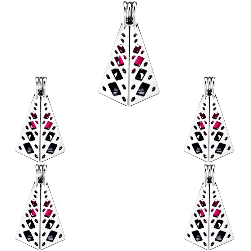 

10Pcs Plain Charm Pyramids Pearl Cage Locket Aromatherapy Diffuser Pendant Necklace Bracelet DIY Customied Jewelry Making Bulk