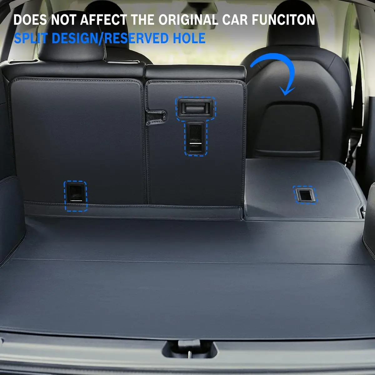 For Tesla Model Y Model 3 Highland Leather Trunk Mats Rear Seat Back Protector Pad Backrest All Weather Liner Pet Anti-kick Pad — view 3