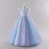 Shiny Toddler Stunning Little Big Girls Feather Sleeves Flower Girl Birthday Party Pageant Formal Holiday Christmas Dress 4