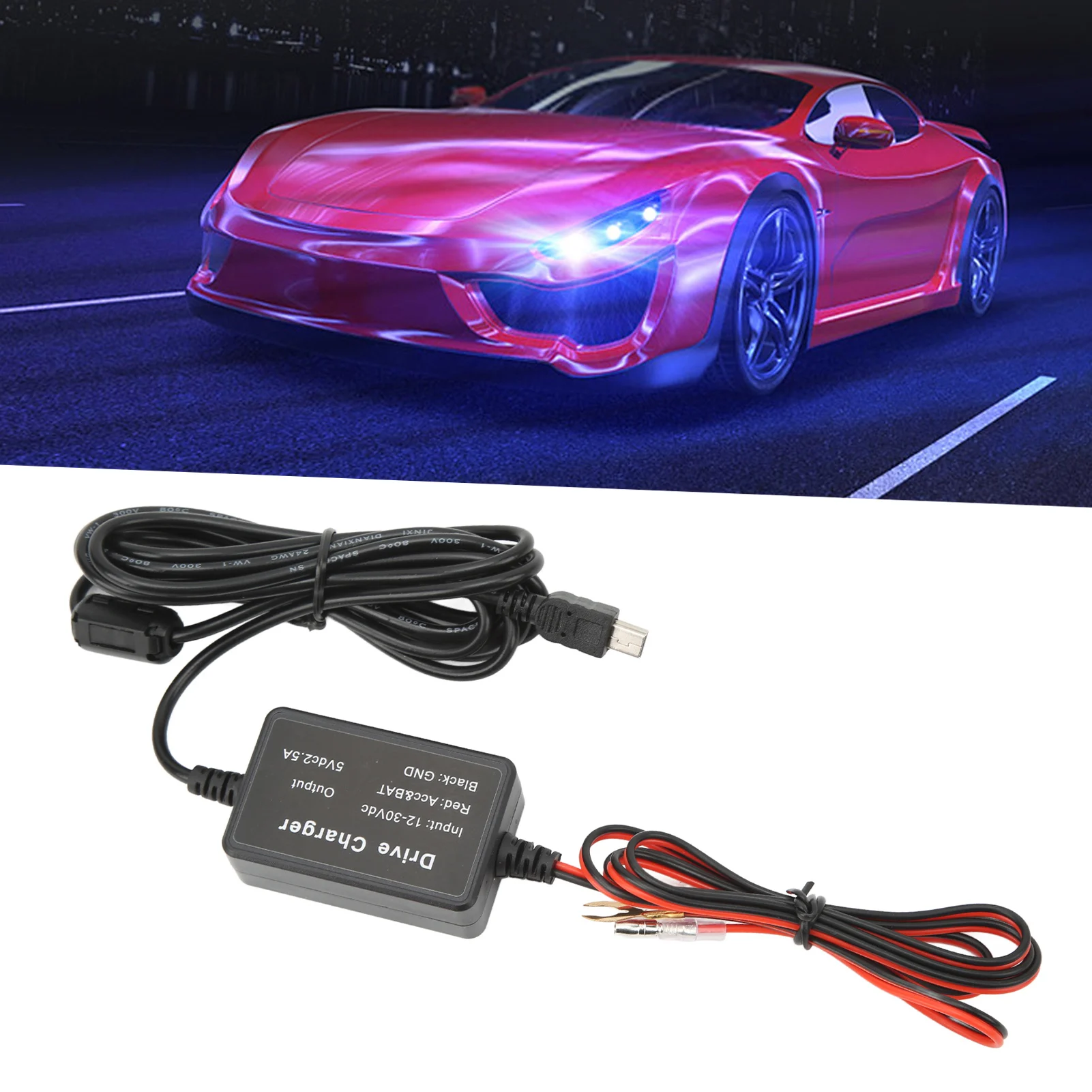 

Dash Cam Hardwire Kit 12V‑30V to 5V Low Voltage Protection Dash Camera Power Cord Hardwiring Set for Mirror Cam GPS Navigator