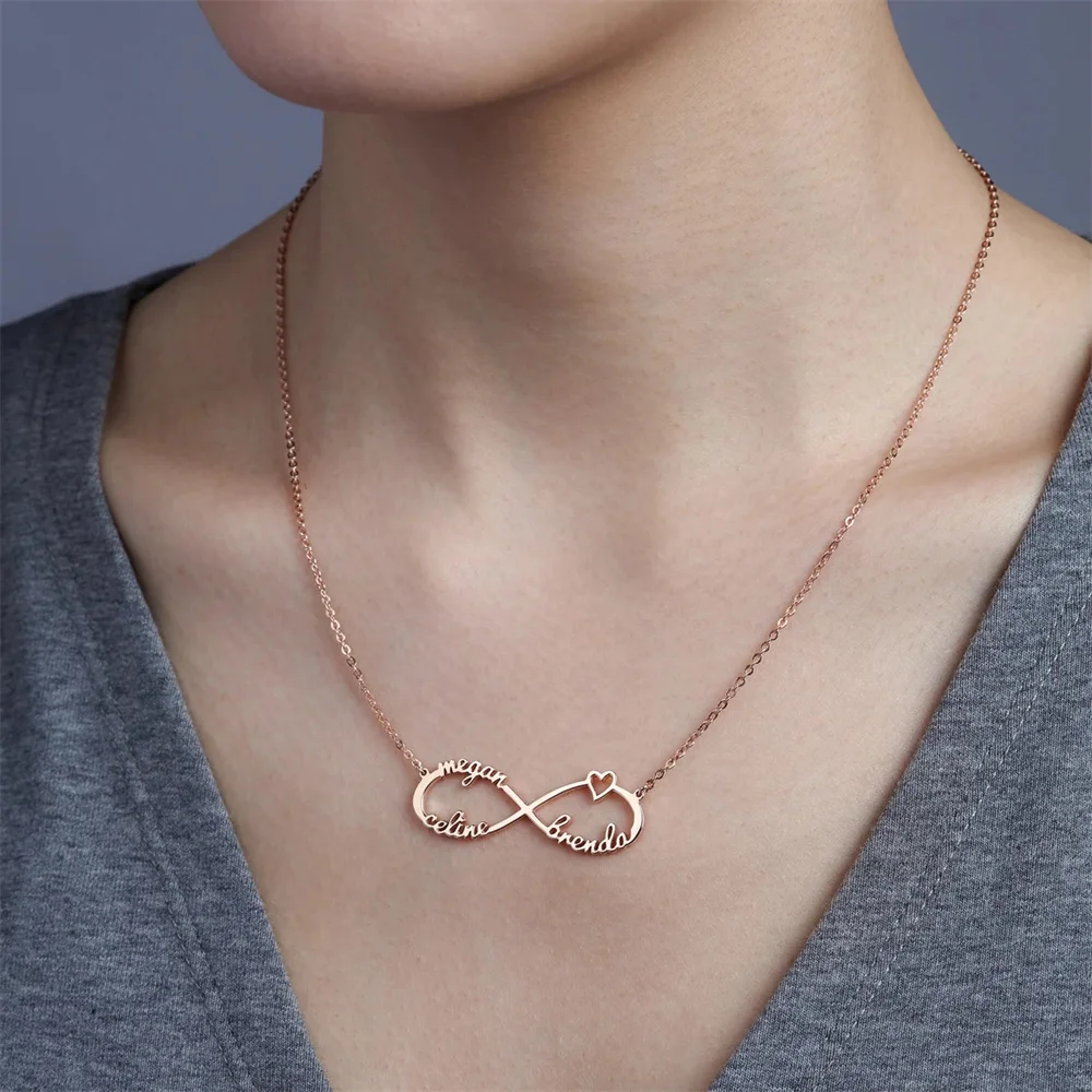 

Custom Name Infinity Symbol Necklaces Mom Stainless Steel Necklace with Kids Names Pendant Choker Jewelry Gifts for Mother