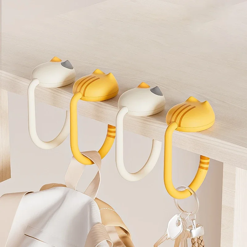 Bag Hook Kawaii Cats Bag Hooks Portable Bag Hanger Table Side Hooks Handbag Holder Travel Storage Holder Desk Organizers Home Office