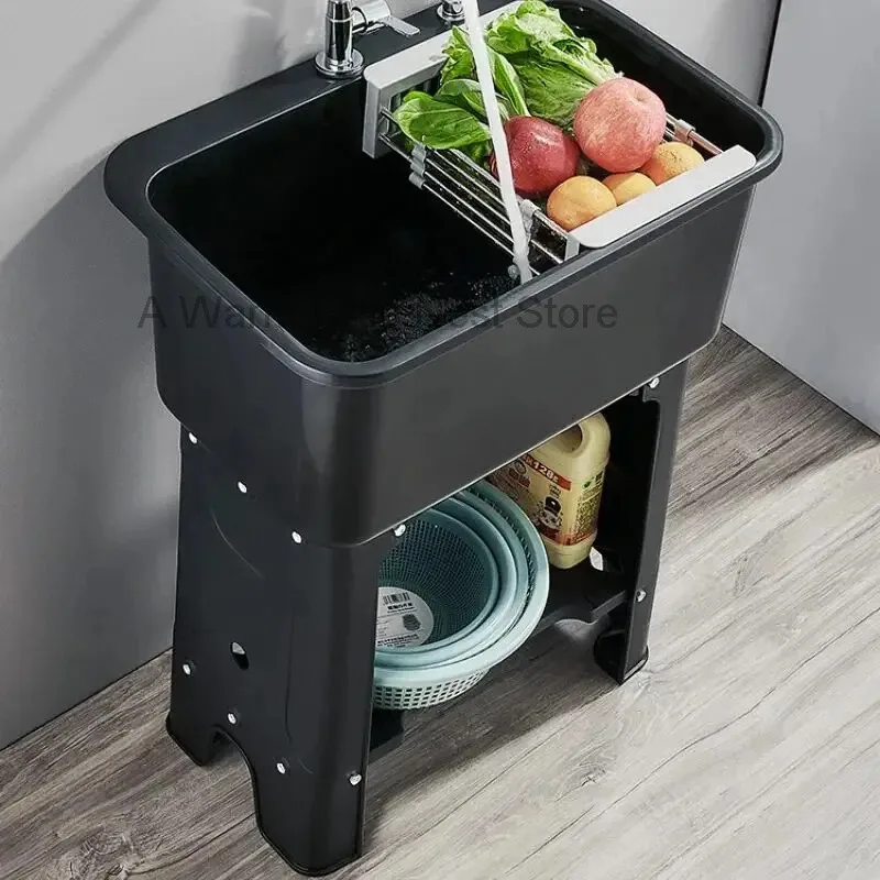 PP Plastic Kitchen Sinks Home Vegetable Sink Minimalist Commercial Kitchen Accessories Floor-standing Large Sinks for