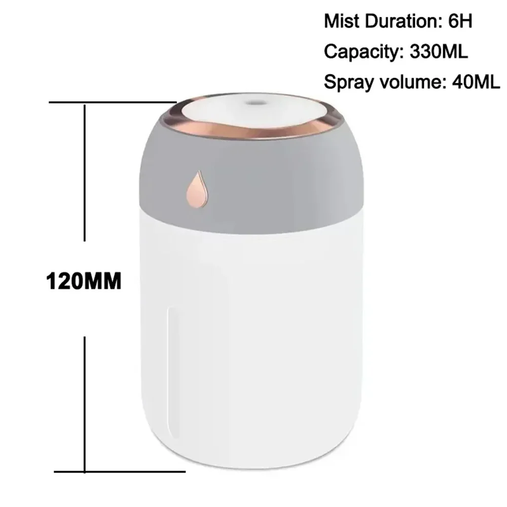 Mini USB Portable Air Humidifier Aroma Diffuser LED Cool Light Mist for Room Home Car Plant Purifier 330ml