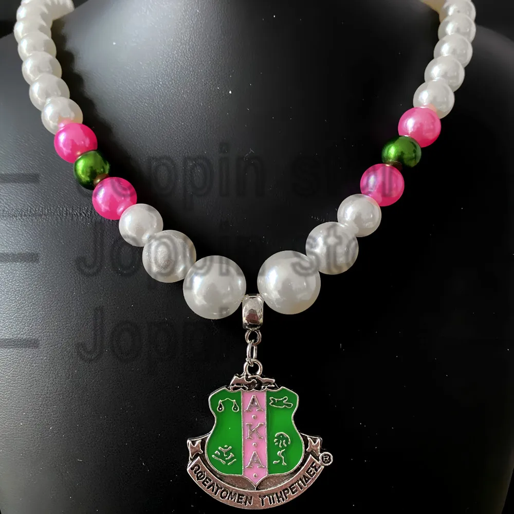 Exquisite greek letter society ALPHA sorority pendant multilayer imitation pearl beads handmade necklace choker