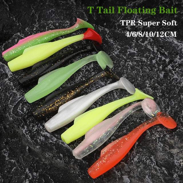 New TPR Soft Lure Worm Silicone Bait T Tail Swimbait Streamer Sea