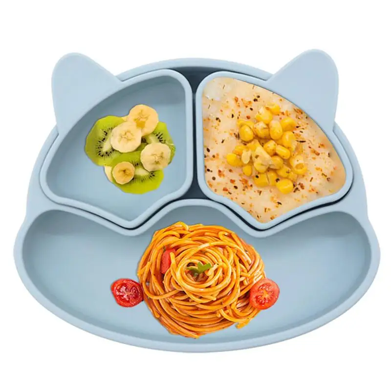 

Baby Safe Sucker Silicone Dining Plate Solid Cute Cartoon Children Dishes Suction Toddle Training Tableware Kids Feeding Bowls