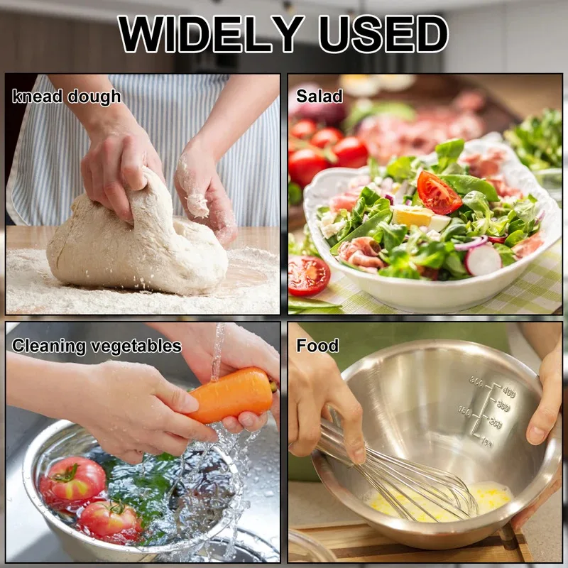 5 Pcs Multipurpose Stainless Steel Mixing Bowl Set 5 Size Space Saving Nested Bowl Set Dishwasher Safe Kitchen Cooking Goods