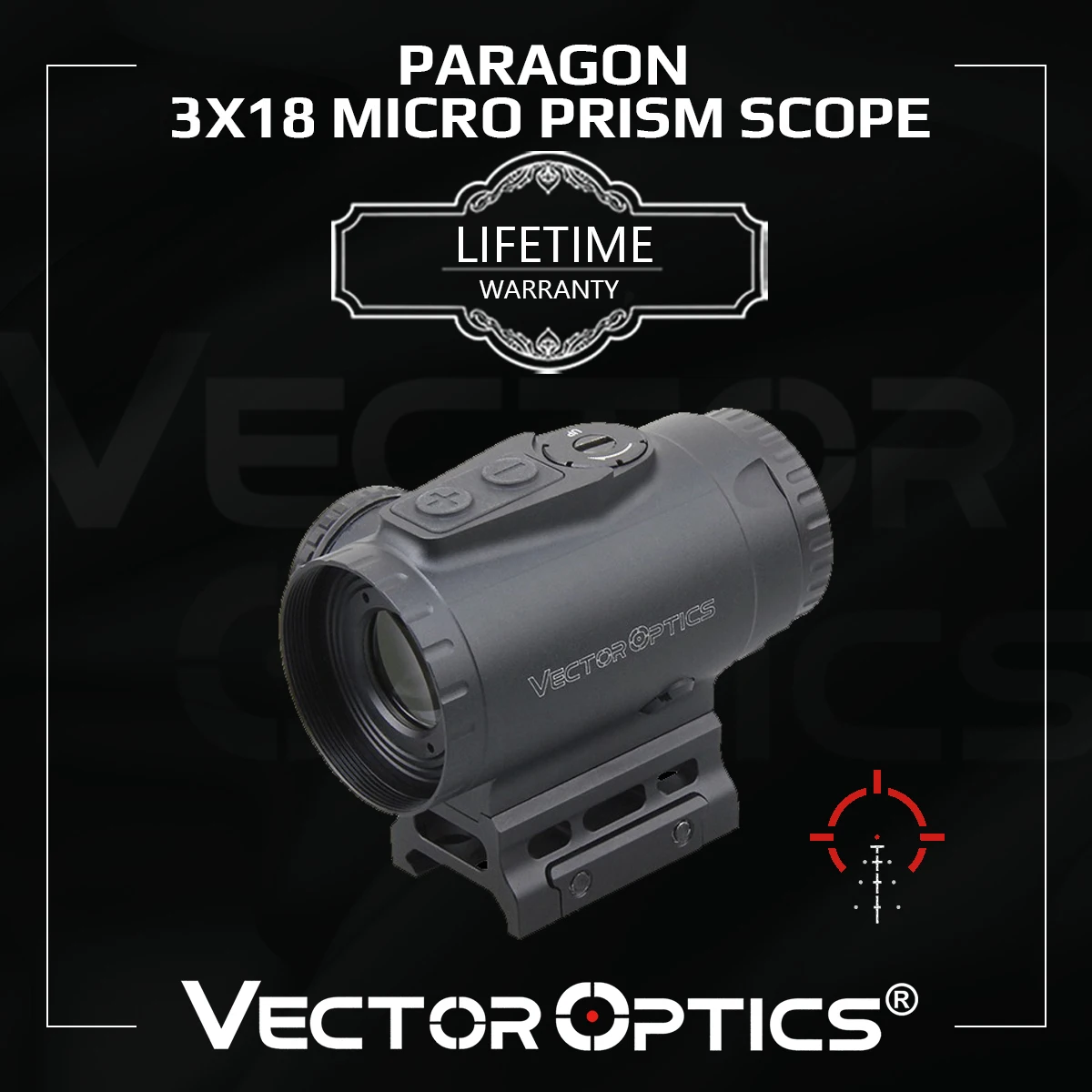 Vector Optics Paragon 3x18 Micro Prism Rifle Scope Compact Cqb Prism