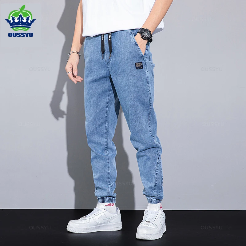 Autumn Winter Blue Cargo Jeans Men Streetwear Denim Jogger Pants Baggy Harem Jean Trousers Male Oversize Large size4 5 6 7XL 8XL