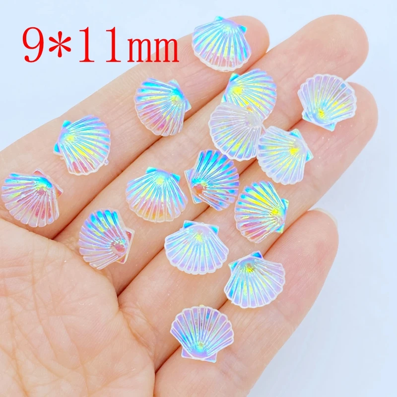 50Pcs New Cute Mini Shiny Shells Resin Figurine Crafts Flatback Cabochon Ornament Jewelry Making Hairwear Accessories