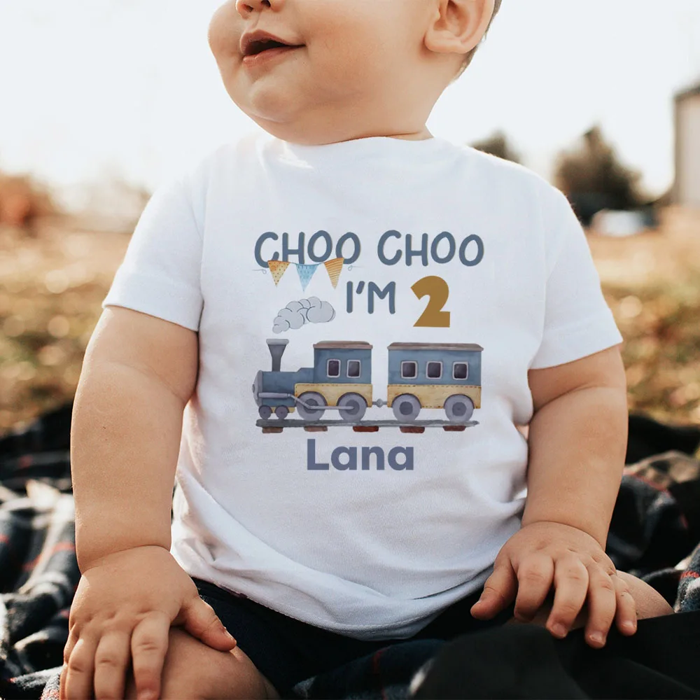 Choo Choo I'm Two Birthday T-Shirt 1-10th Train Birthday Shirt