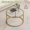 Glass Coffee Table,Round Gold Coffee Table for Small Space,27" Modern Center Table,Glass Top Clear Coffee Table 2