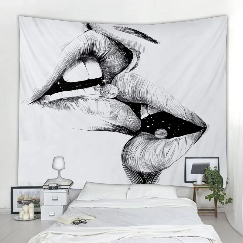 

Line art hand-painted tapestry wall hanging simple character art painting bedroom wall decoration aesthetics room decoration