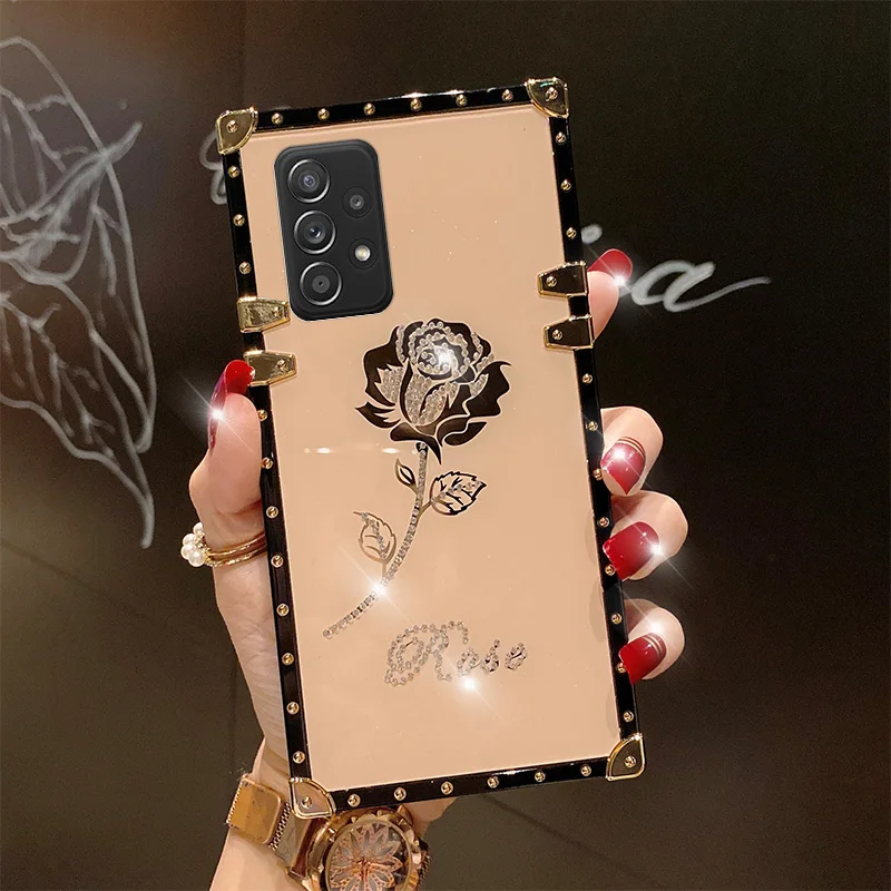 Fashion Brand Samsung A52 Case  Case Samsung Luxury Square - Luxury Flower  Cover - Aliexpress