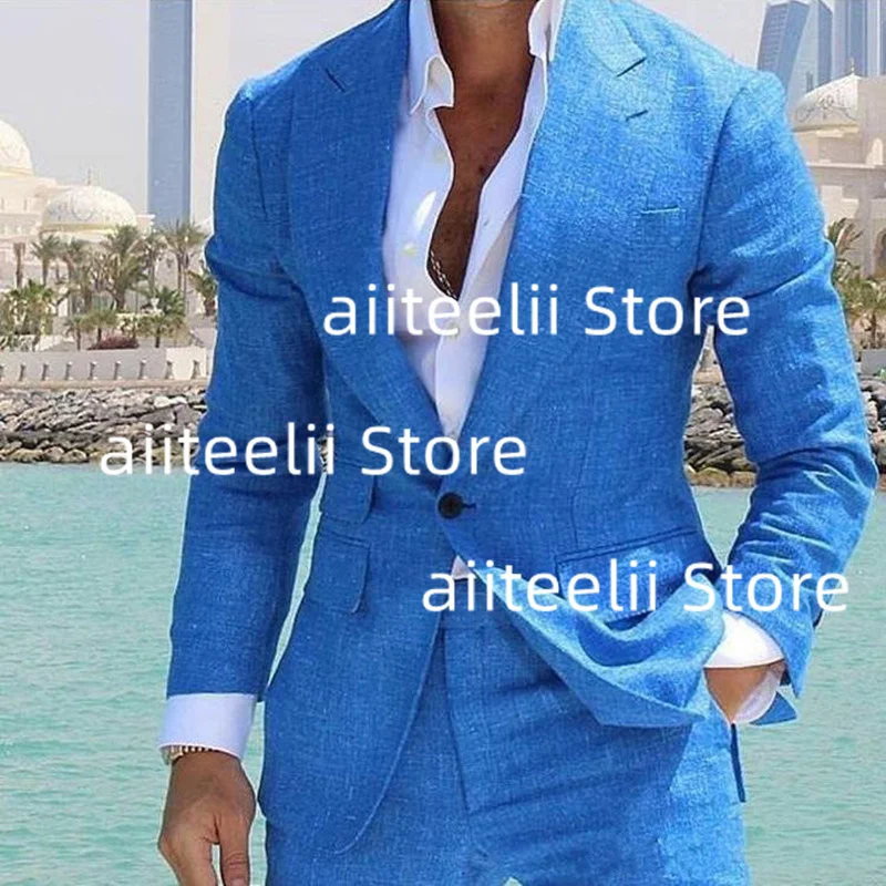 Льняной мужской костюм из 2 предметов