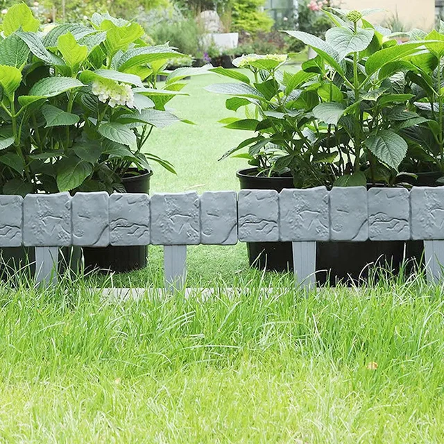 5-10pcs Garden Fence Imitation Stone Plant Support Stake Outdoor Edging Decorative Border DIY Lawn Yard Landscape Plant Fence 2