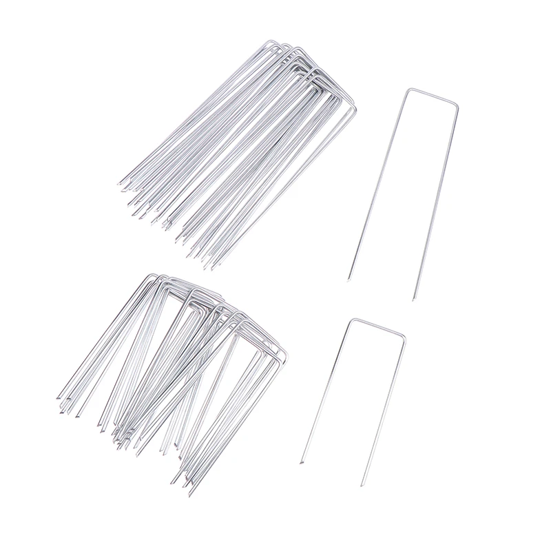 20pcs 10/15cm Garden Stakes Heavy-Duty Sod Pins Anti-Rust Fence Stakes Landscape Staples Steel Sod Pins Garden Fence Stake Home