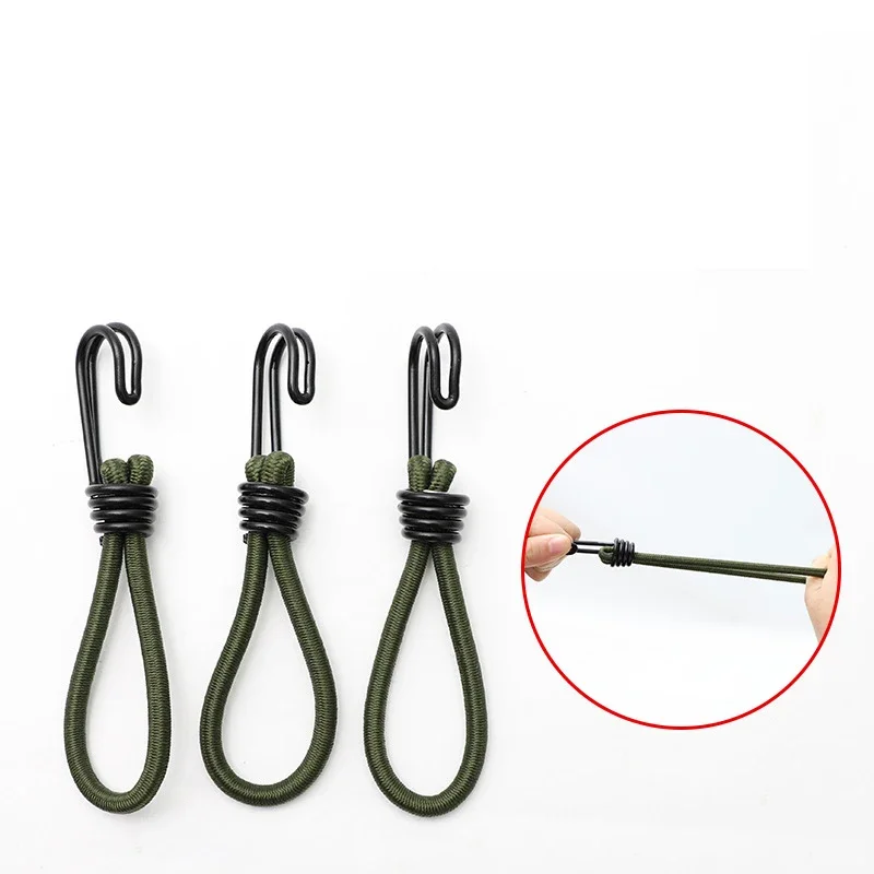 

4Pcs Outdoor Elastic Tent Bungee Rope Camping Canopy Luggage Stretch Buckle Ground Nail Strap