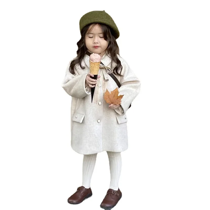 Girls Woolen Cotton Coat Jacket Winter Autumn Teenager Children's Clothing