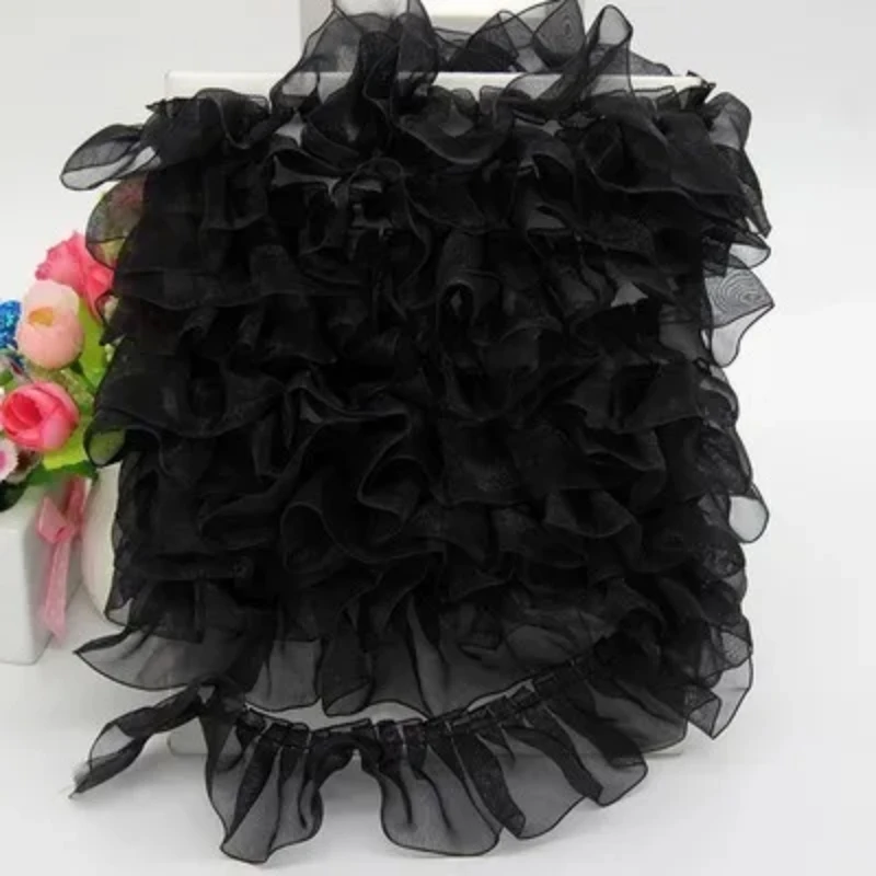 Lace Ribbon Lace Sewing Supplies Lace Sewing Accessories Lace Accessories Lace Garment Accessories Lace Decoration Soft 4CM Wide Pleated Tulle Fine Lace Ribbon Ruffle Trim Collar Applique DIY Crafts Dress Clothes Skirt Pet Bib Sewing Fabric