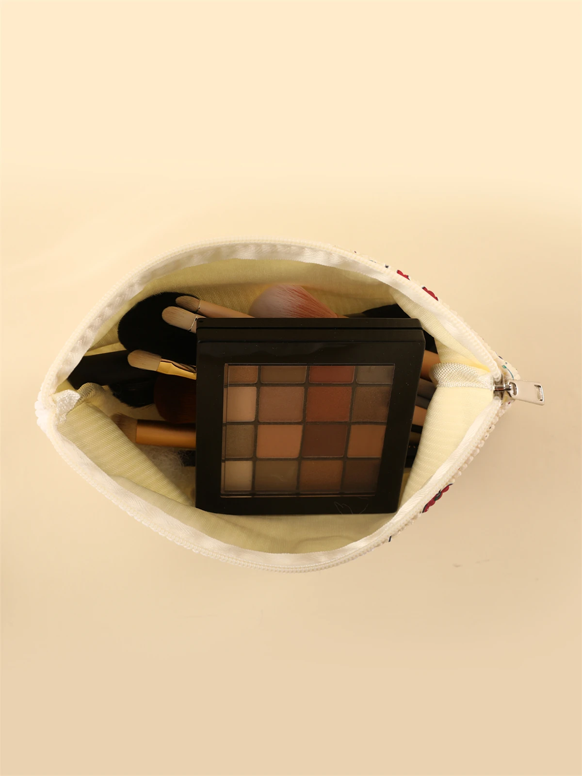 Women's Corduroy Travel Cosmetic Bag Portable Large Capacity Makeup Storage Organizer Zipper Clutch Purse Make up Bag