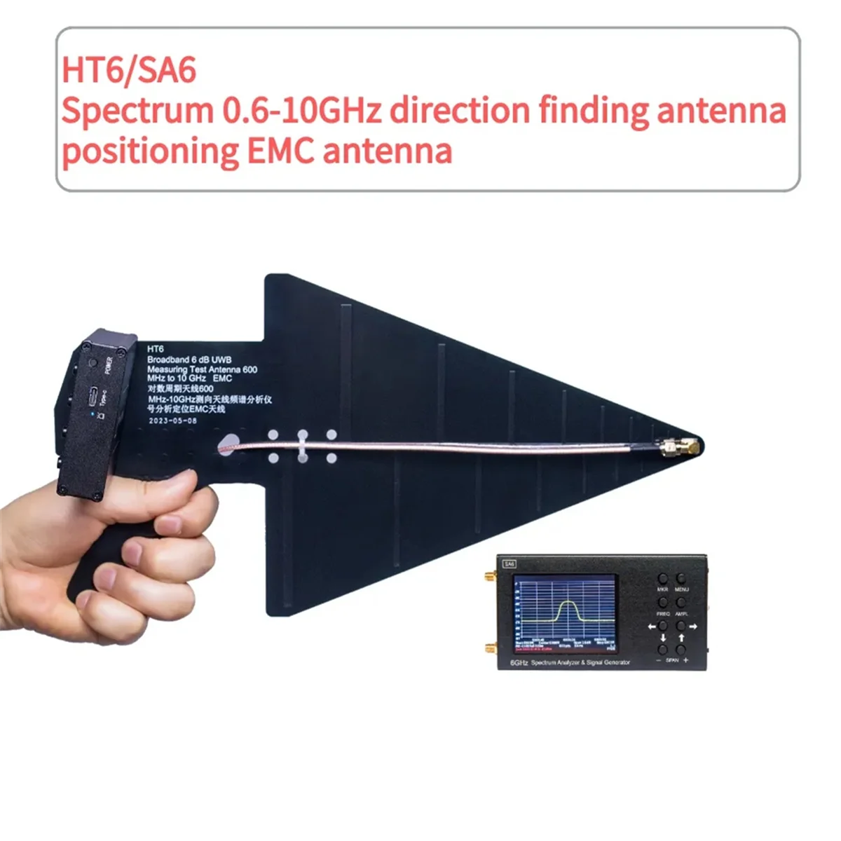 UWB 안테나 보드 (C), HT6 50 옴, SA6 스펙트럼 분석기 광대역 안테나, 5W 지향성 안테나, RF 600M-10G