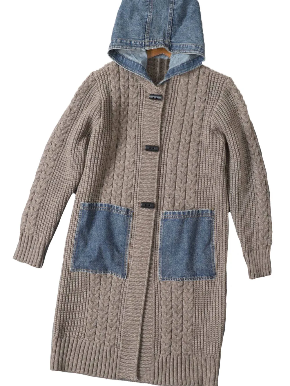 

Cardigan Jacket Hooded Long Loose Fit Cowl Button Design Warm and Comfortable 2023 Winter New 1123