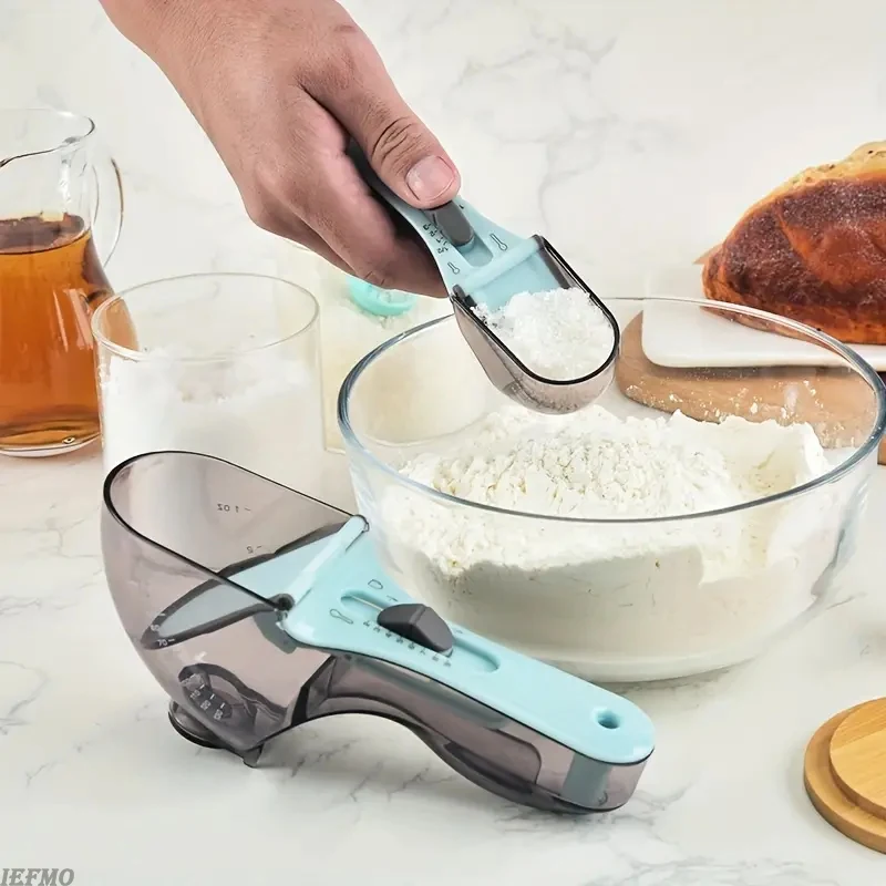 1Pc Adjustable Plastic Measuring Cup And Measuring Spoon with Handle Dry and Liquid Kitchen Tool kitchen measuring spoons,measuring spoon set,measuring cup and spoon set,plastic measuring cup
