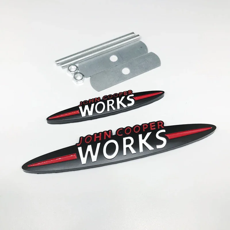 3D Metal Silver Black Logo Works Emblem Car Front Grill Badge Trunk Sticker Per Mini John Cooper Works Decalcomania Accessori