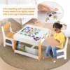 Kids Table and Chair Set,4 in 1 Toddler Desk with Storage Drawer,Wooden Activity Table for 2 in 1 Detachable Tabletop,Bo 5