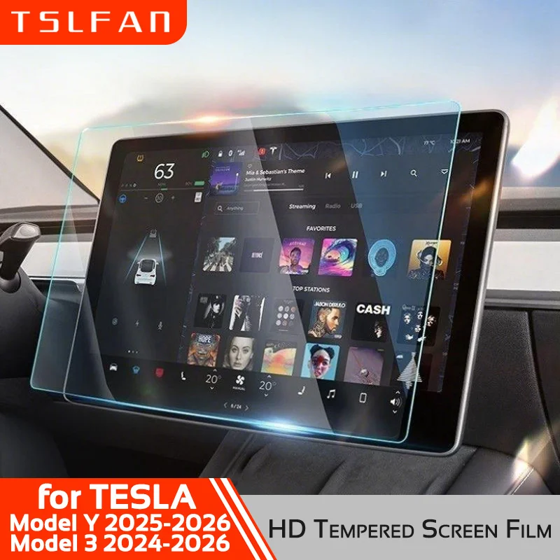 테슬라 모델 3 하이랜드 2024-2026 Y 주니퍼 HD 강화유리 필름 스크린 보호..