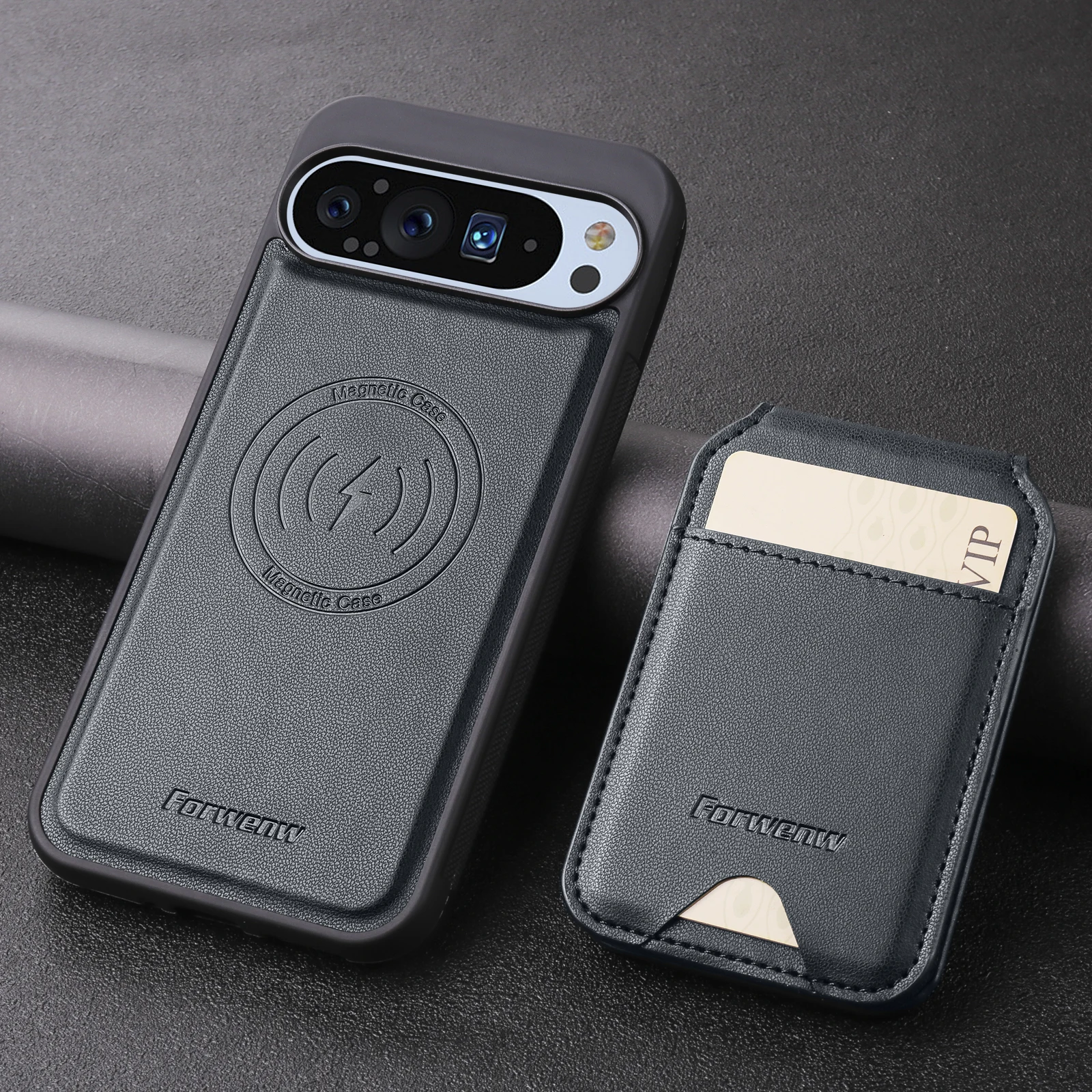 Premium 2-in-1 Leather Detachable Wallet Case with RFID Protection and Vertical Card Holder