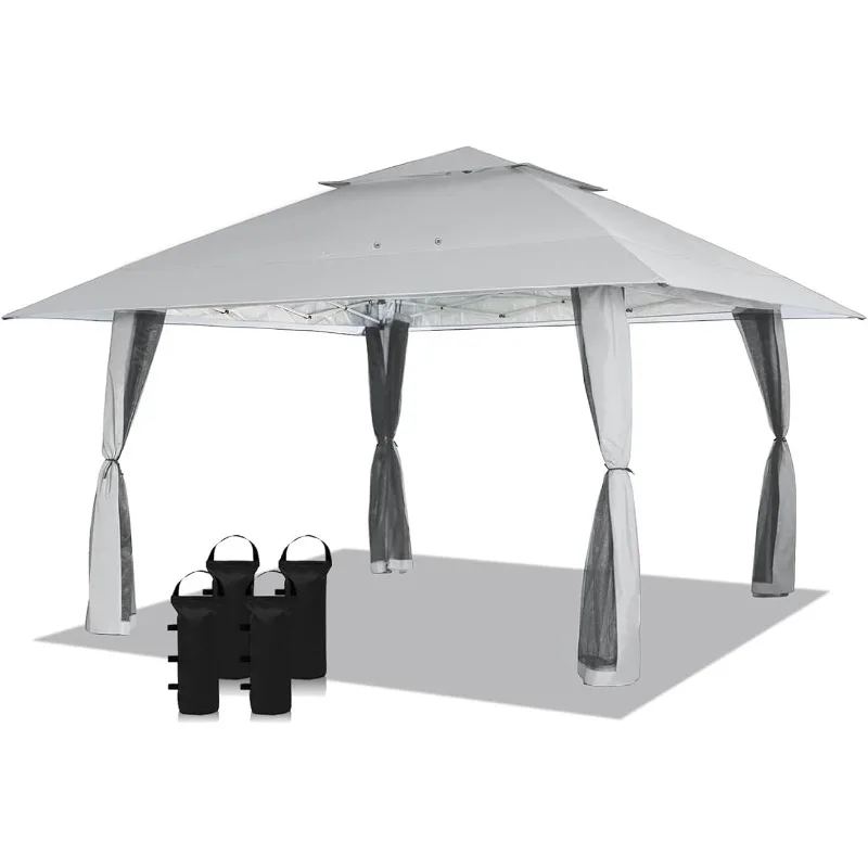 

CROWN SHADES 13X13 Outdoor Up Gazebo Base 10X10 Patio Gazebos Patented Center Lock Quick Setup Newly Designed Storage