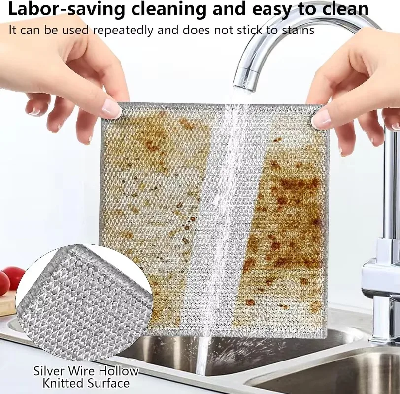20//10/5pcs Magic Cleaning Cloth Thickened Metal Steel Wire Rags Kitchen Dish Pot Washdishing Cloths Towel Clean Tools cleaning cloth