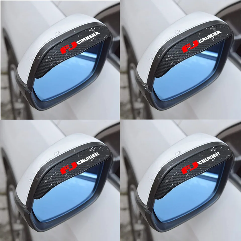 2pcs Carbon fiber Car Rearview Mirror Rain Eyebrow Sticker For Toyota FJ Cruiser Auto Accessories