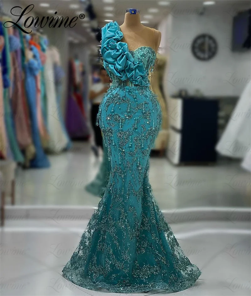 

Robes De Soirée Aso Ebi Crystals Mermaid Prom Dress Sequined Long Evening Gowns Beaded Tassel Mermaid Ruffles Party Dresses