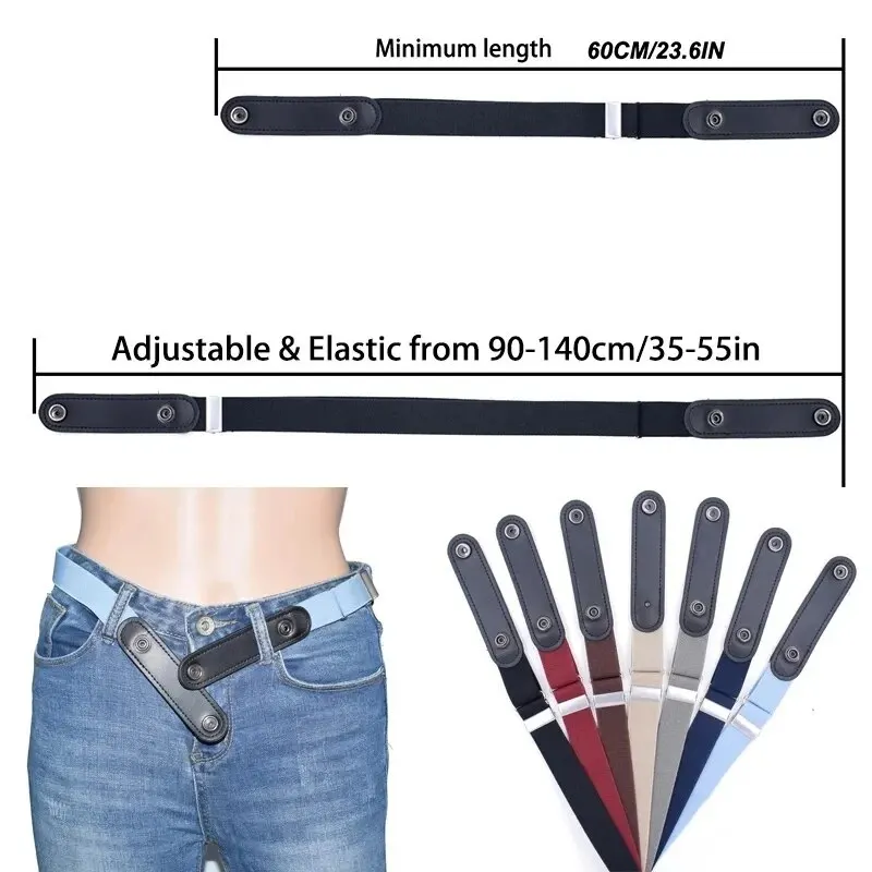 New Adjustable Stretch Elastic Waist Band Invisible Belt Buckle-Free Belts for Women Men Jean Pants Dress No Buckle Easy To Wear