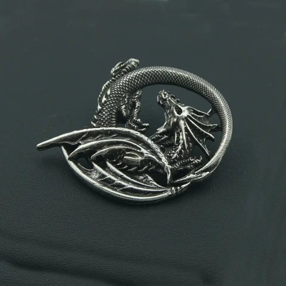 Dragon Brooch Pin - Vintage Zodiac Dragon Totem Rhinestone Lapel Pin For Women Men