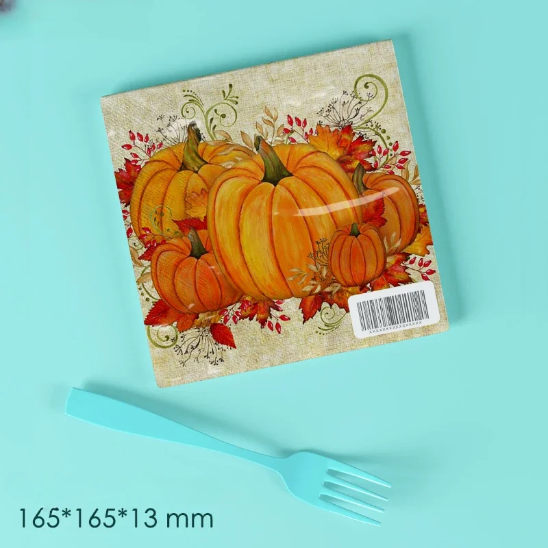 Fragrance Free Tissue Paper Festive Halloween Party Pumpkin Colourful Food Grade Printed Tissue Paper 33 Napkins 10/20pcs Paper Napkins Tissue Paper Decoration