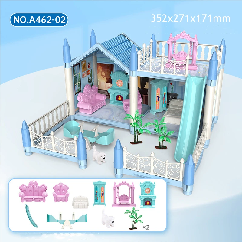 DIY 3D 코티지 조명 빌라 모델 몬테소리 조립 퍼즐 대형 인형 하우스 세트 가족 성 빌라 어린이 장난감 선물