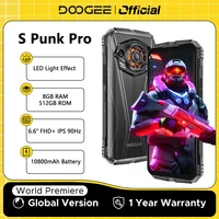 DOOGEE S Punk Pro Rugged Phone LED Light Effect 8GB RAM 512GB ROM 6.6” FHD+ 90Hz 10800mAh Battery 50MP AI Camera Android 14 NFC 1