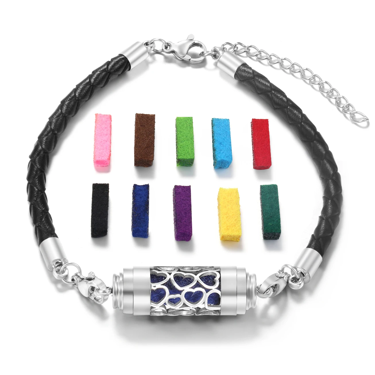 Black Leather Aromatherapy Bracelet Essential Oil Diffuser Stainless Steel Perfume Locket Bracelet Women Charm Aroma Jewelry bangle bracelet leather bracelet stainless steel bracelet leather bracelets
