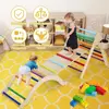 Foldable Climbing Triangle Ladder Toys with Ramp for Sliding,Climbing Set of 3 Wooden Safety Sturdy Kids Play Gym Indoor Outdoor 4
