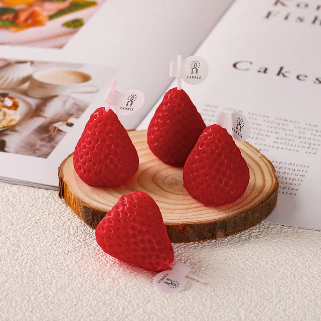 Torta Gyertya Rózsaszín Eper Illatos Gyertyák Kreatív Otthoni Dekoráció Díszek Gyermek Születésnapi Topper - Image 5
