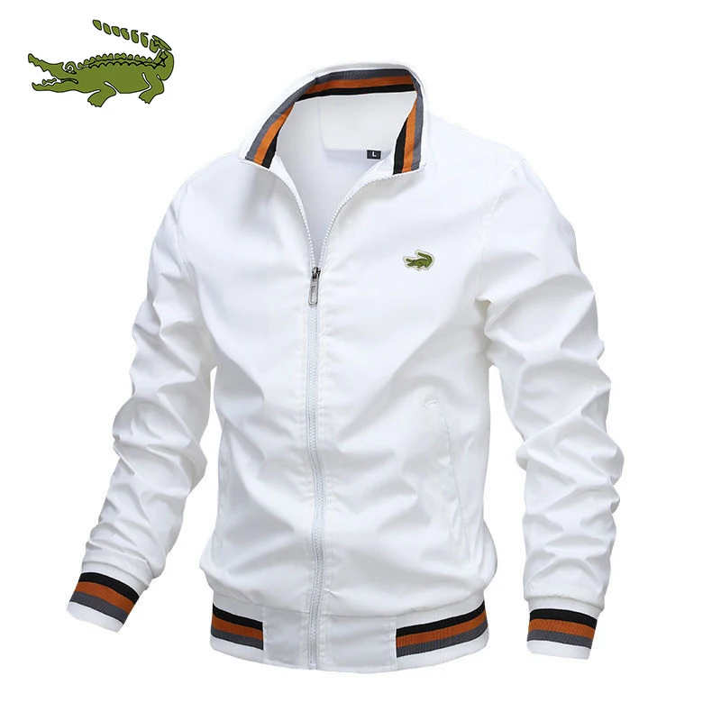 

Embroidery CARTELO Men's Business Fashion Jacket Stand Collar Casual Zipper Jacket Outdoor Sports Coat Windbreaker